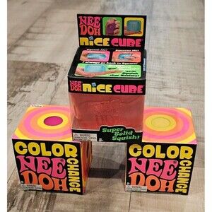 🔥NeeDoh LOT OF 3 Nice Cube Color Change Pink Yellow New Sealed 🔥 Authentic 🔥